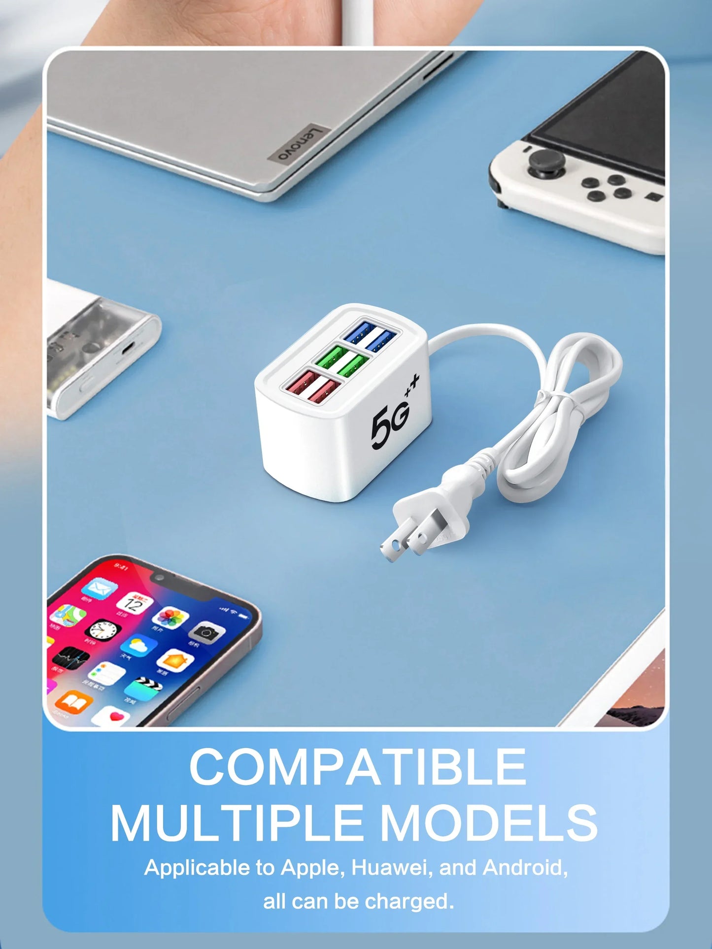 6-in-1 USB Charging Station | Fast Charge for iPhone & Android
