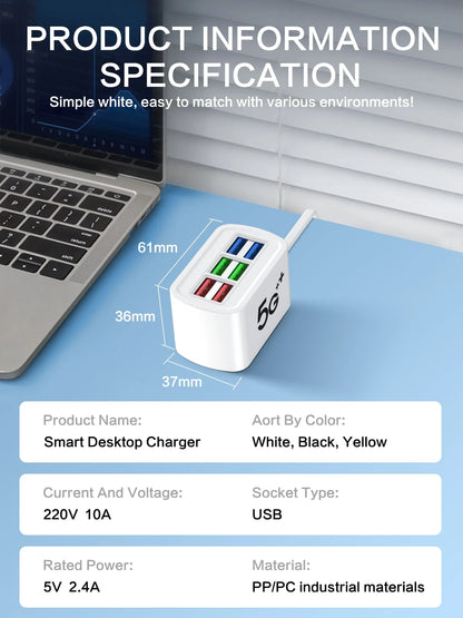 6-in-1 USB Charging Station | Fast Charge for iPhone & Android