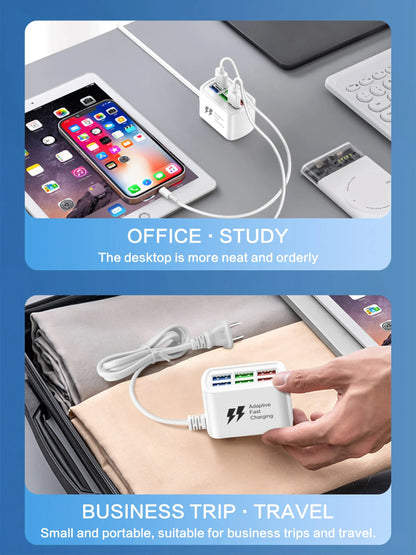 6-in-1 USB Charging Station | Fast Charge for iPhone & Android