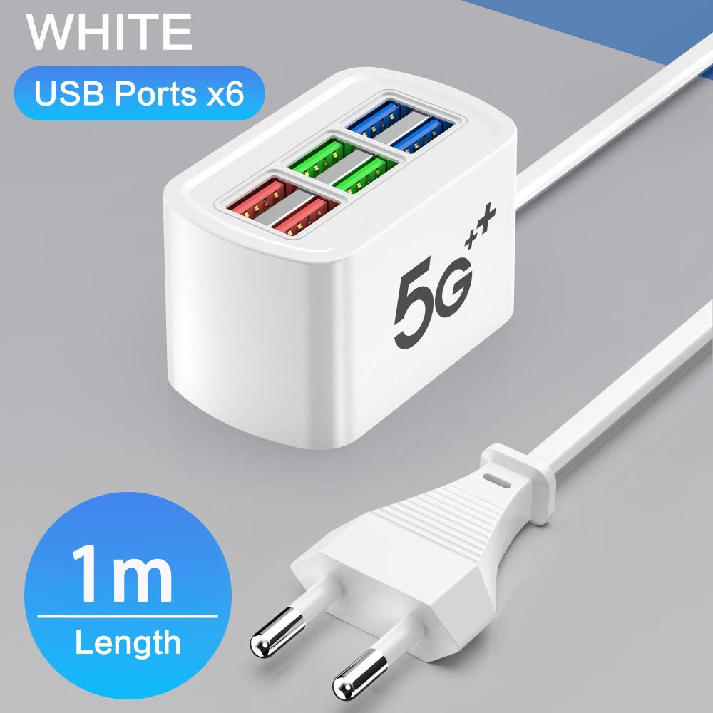 6-in-1 USB Charging Station | Fast Charge for iPhone & Android