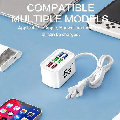 6-in-1 USB Charging Station | Fast Charge for iPhone & Android